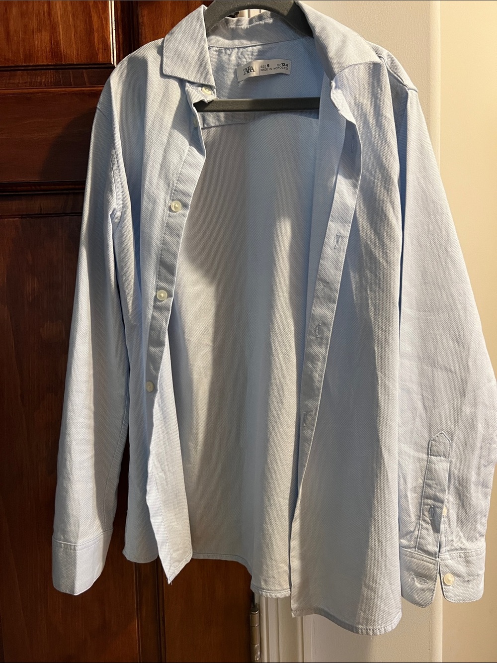 Zara Boys Pale Blue Textured Oxford Shirt - 9